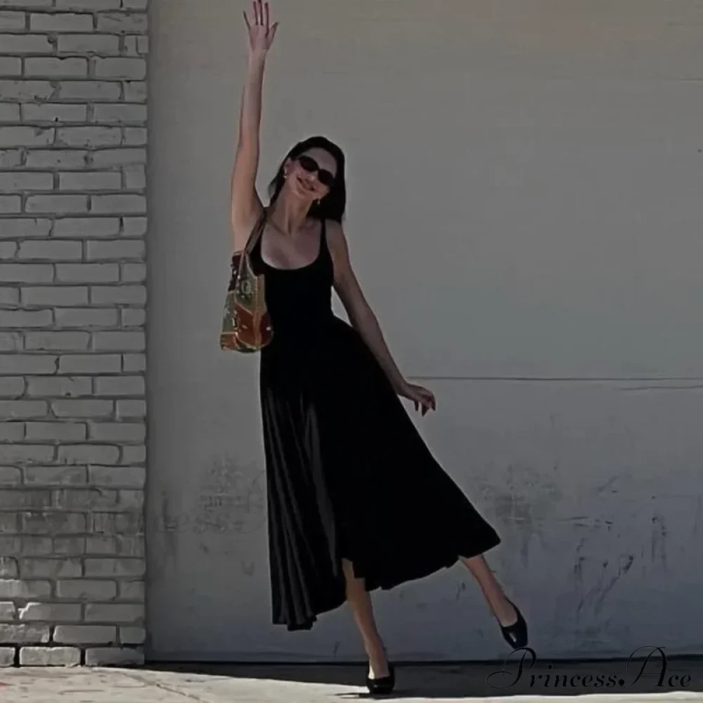 A Line Sleeveless O Neck Summer Casual Party Beach Club Midi Dress - Image 3