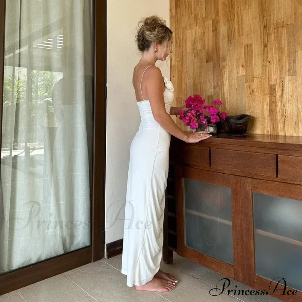 Floral Applique Slit Backless Birthday Vestido Summer Ruched Midi Dress - Image 3