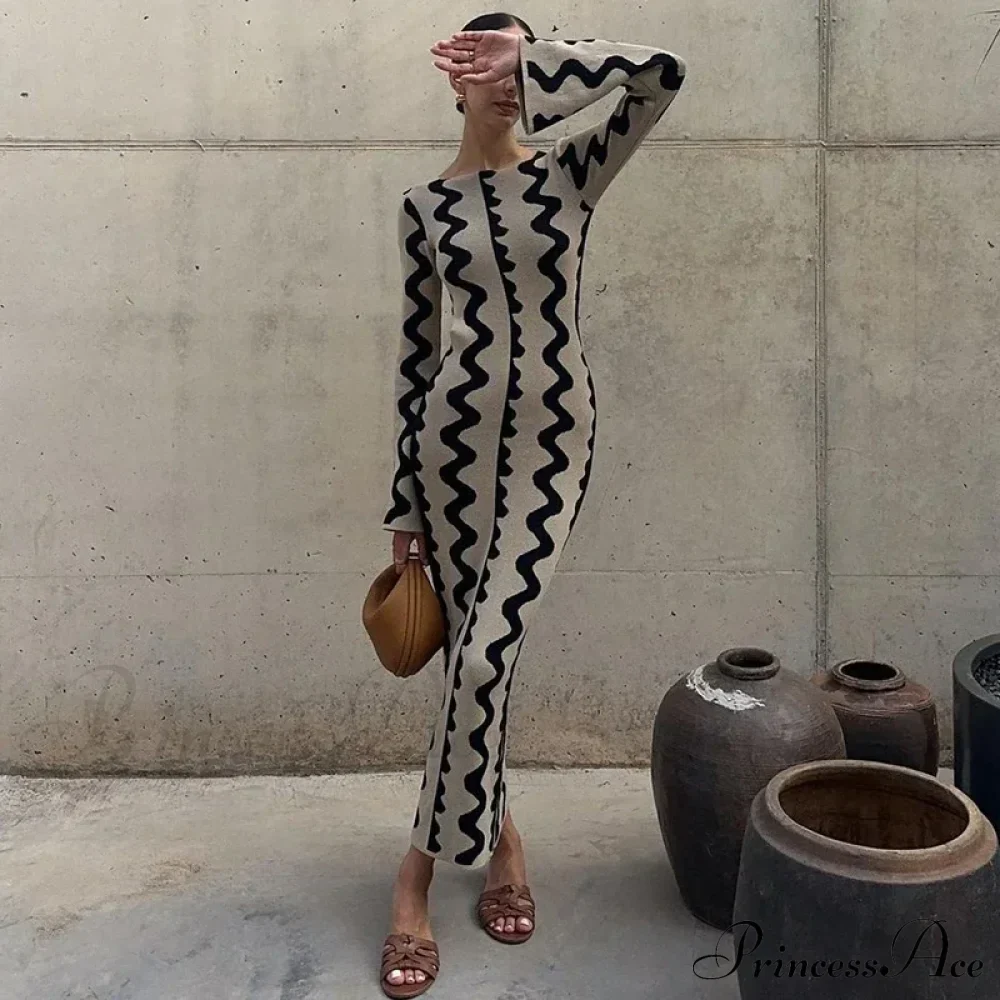 Vintage Knitted Long Sleeve Maxi Dress - Image 2