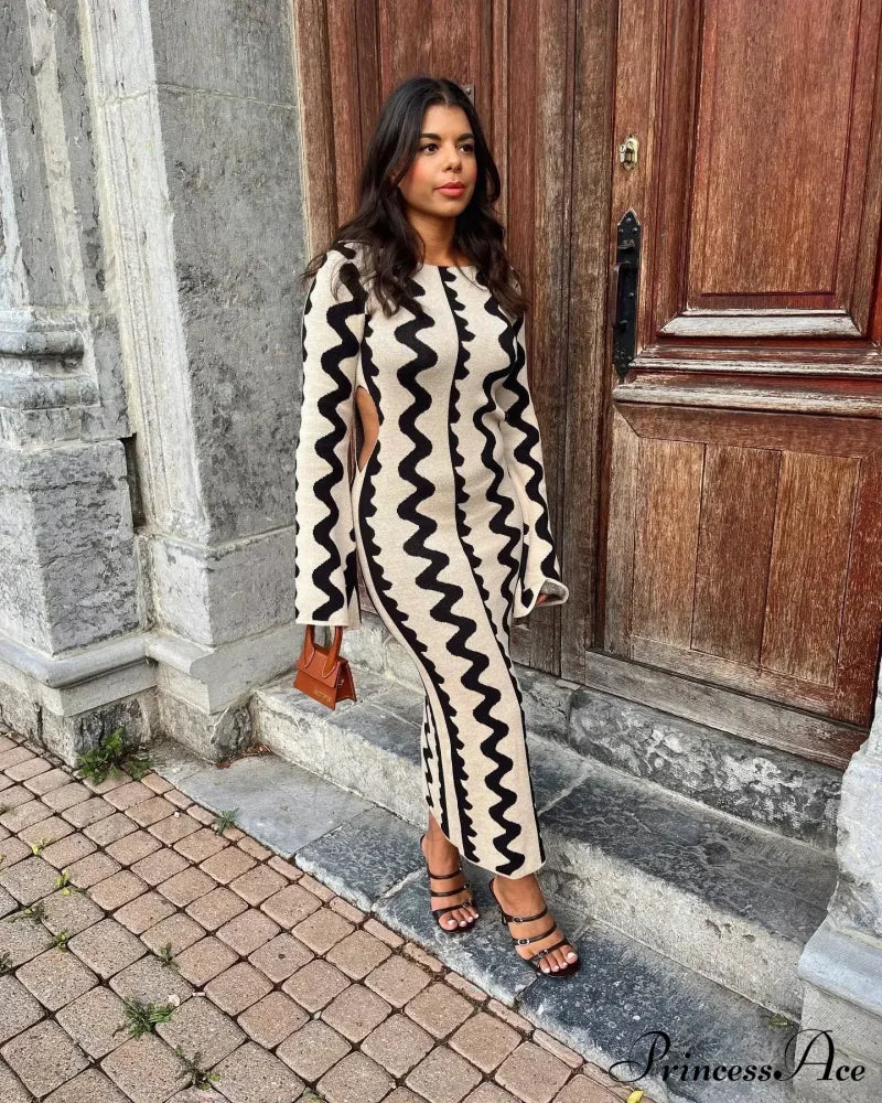 Vintage Knitted Long Sleeve Maxi Dress - Image 6