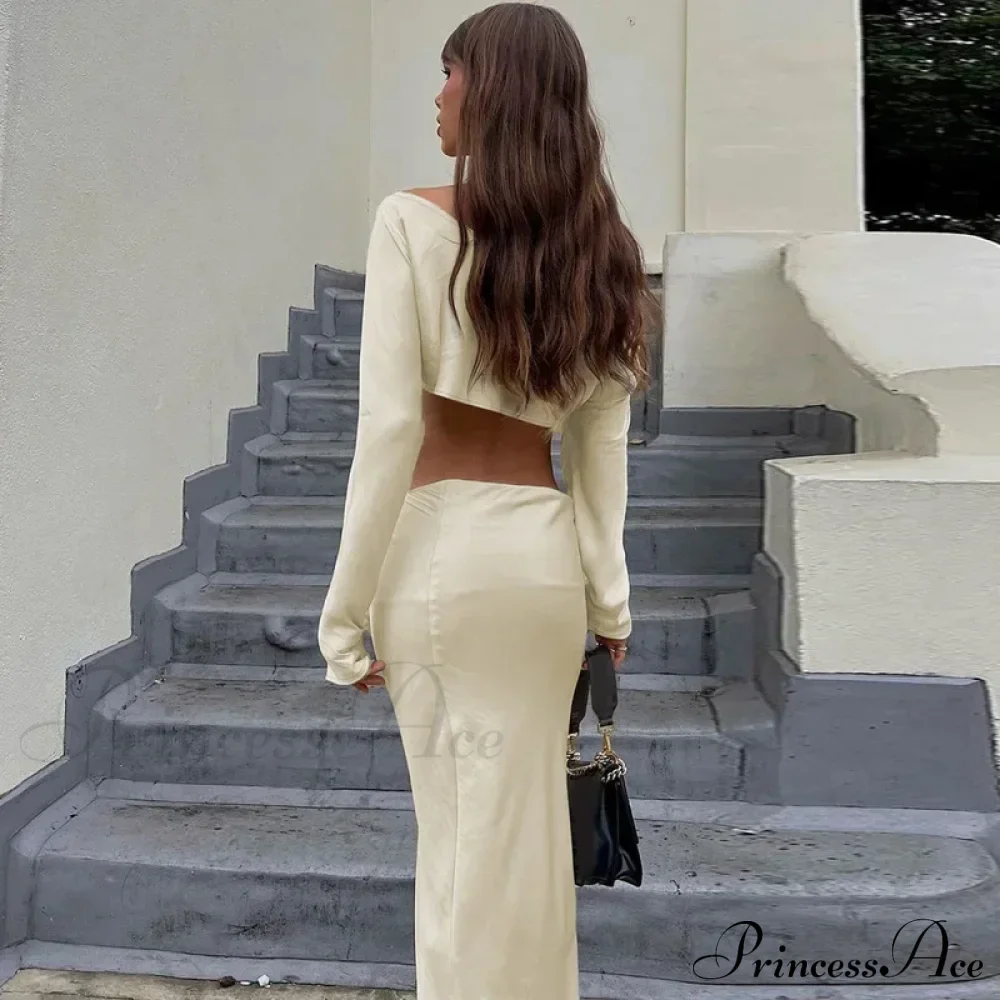 Shoulder Long Sleeve Maxi Dress - Image 3