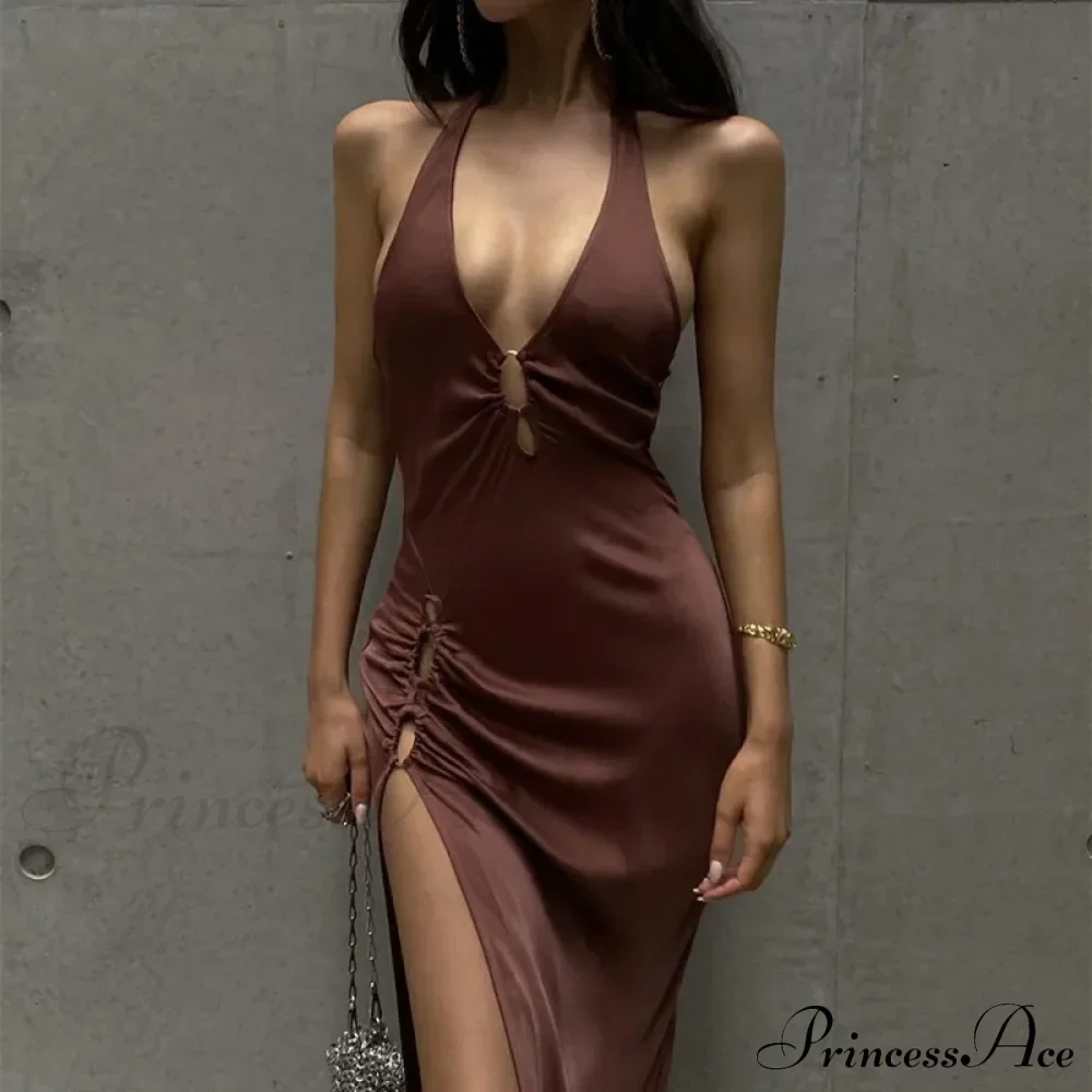 Slit Long Skirt V-neck Maxi Dress - Image 7