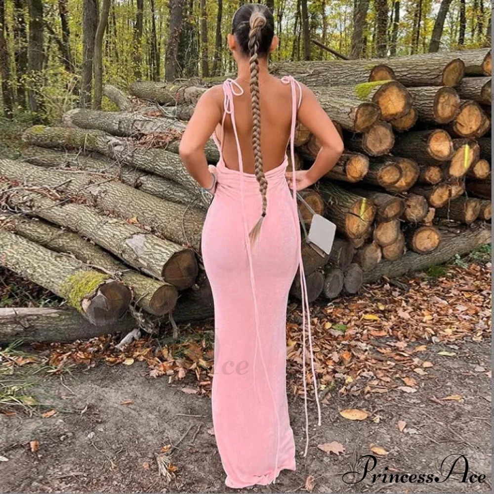 Backless Draped Maxi Dress - Image 12