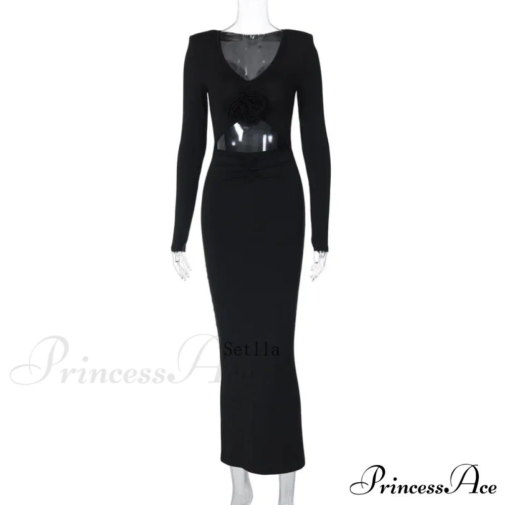 Floral Applique Long Maxi Dress - Image 5