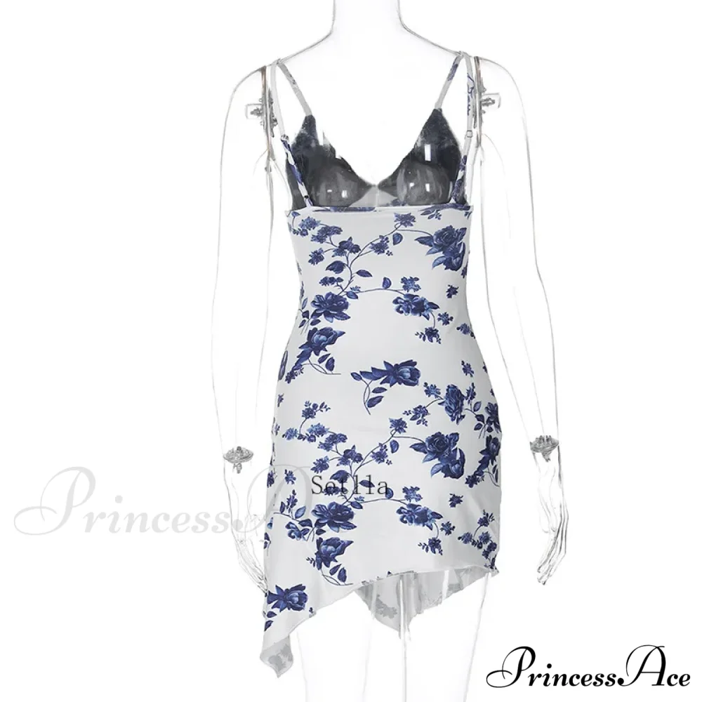 Lace Detail Print Slip Mini Dress - Image 6