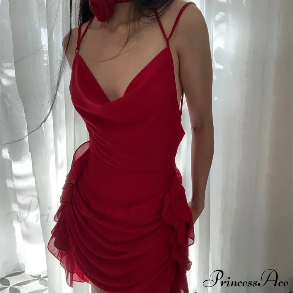 Coquette Ruffle Detail Sleeveless Halter Mini Dress - Image 9