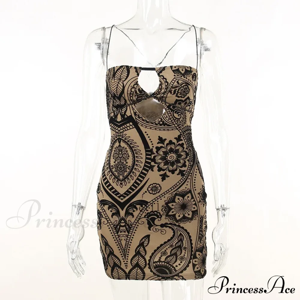 Print Backless Black Mini Dress - Image 4