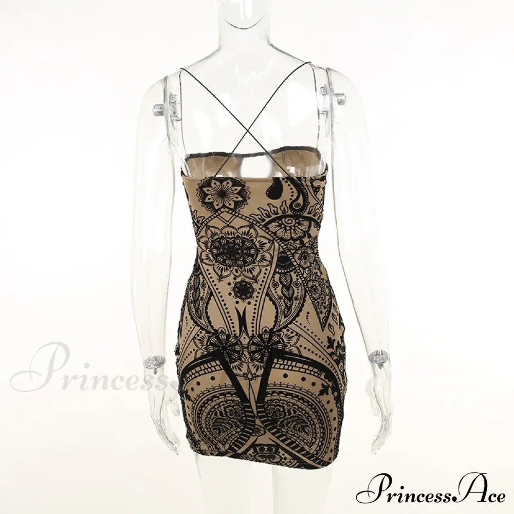 Print Backless Black Mini Dress - Image 5