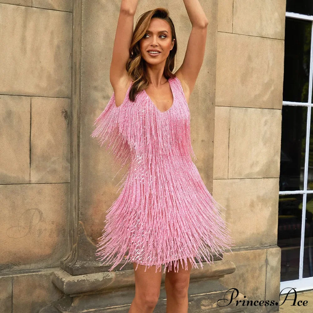 Tassel Sequins White Mini Dress - Image 10