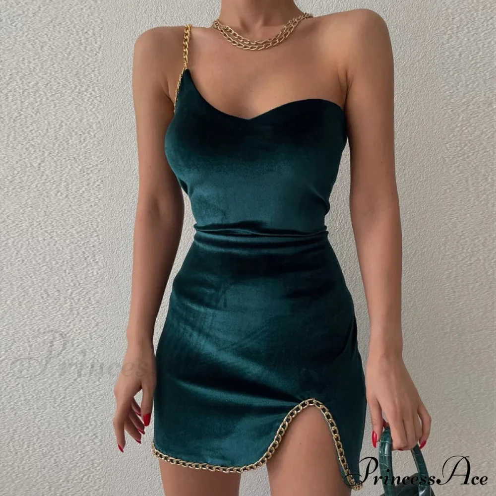 Vestidos Fleece One Shoulder Open Backless Mini Dress - Image 7