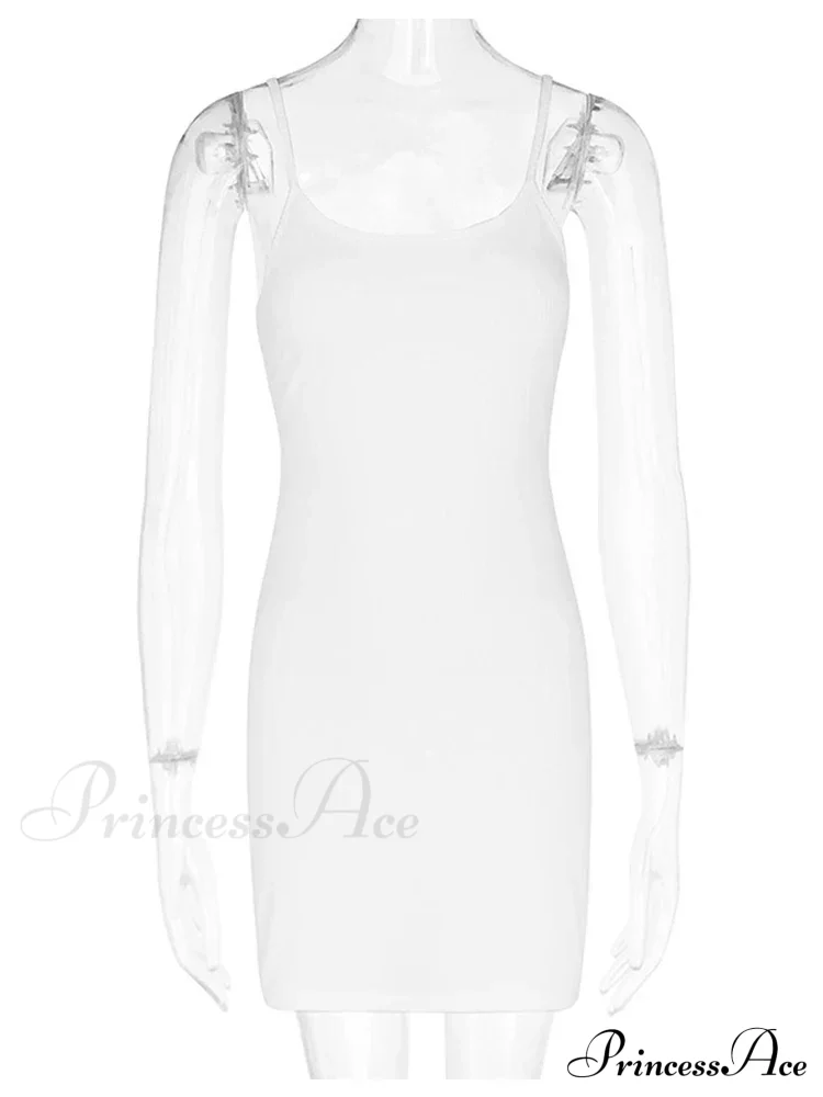 White Spaghetti Strap Sleeveless A-Line Mini Dress - Image 6