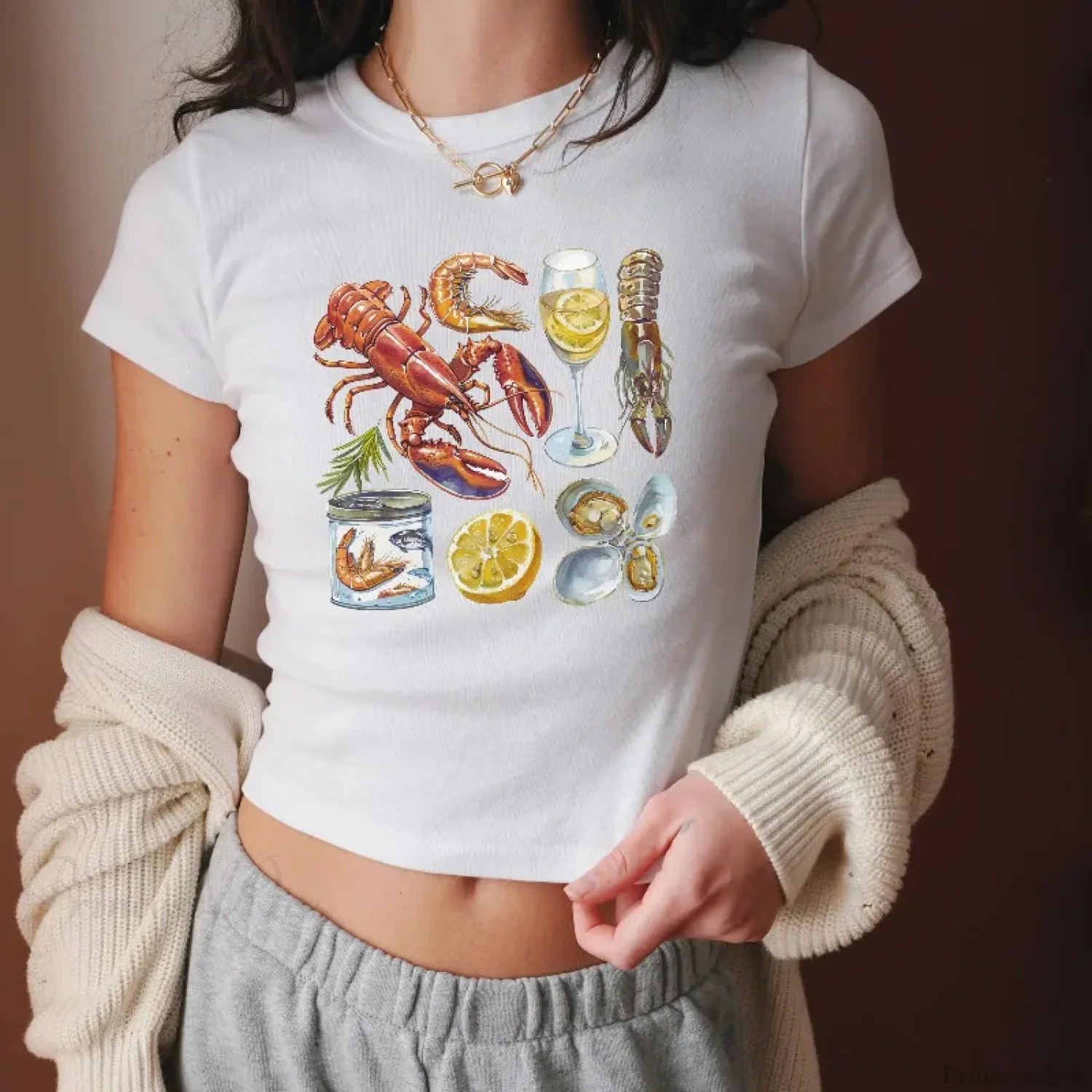 Cray Printed Gothic Crop Top T-shirt - Image 4