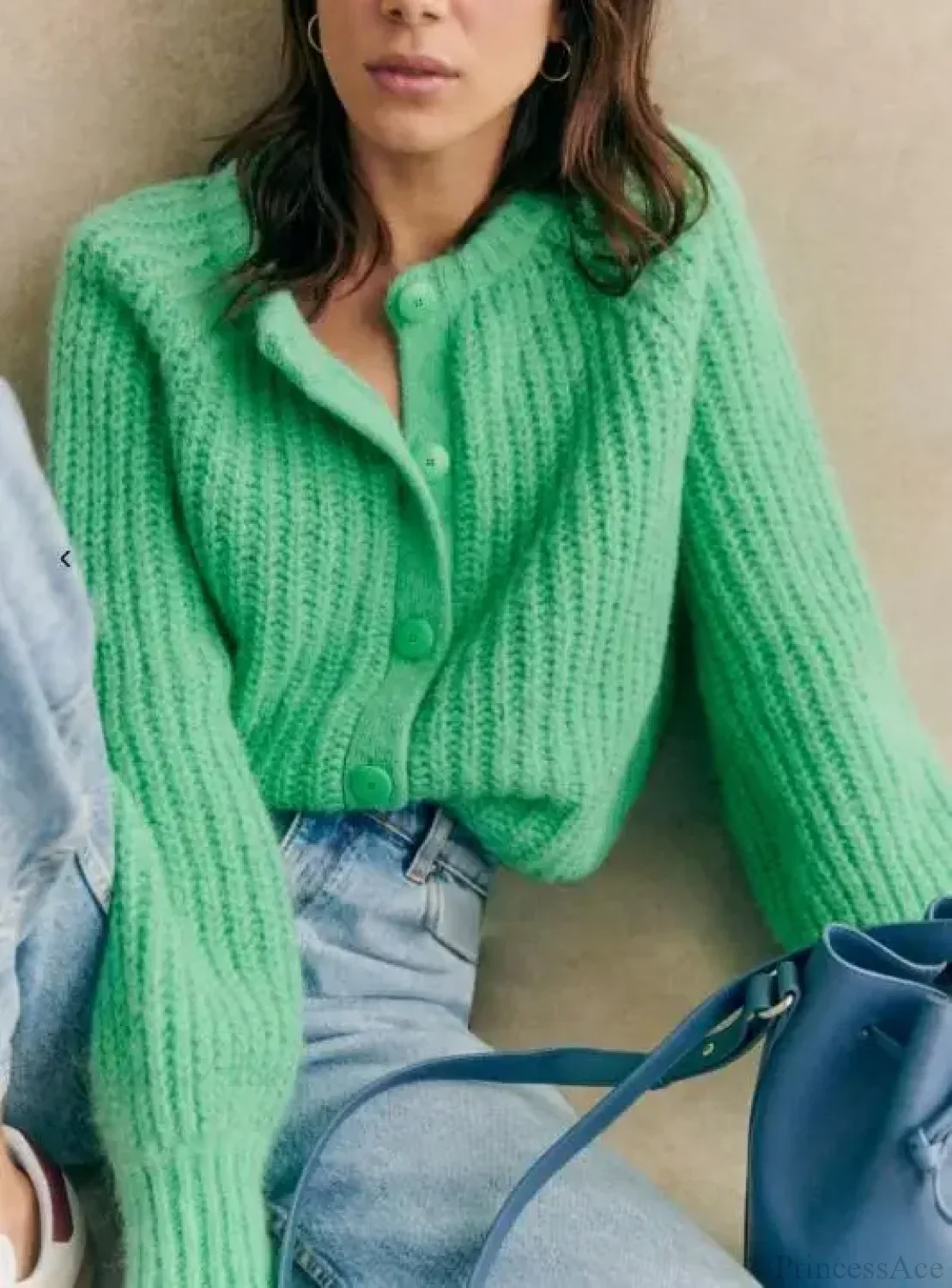 Crew Neck Button-Down Knit Cardigan - Image 8