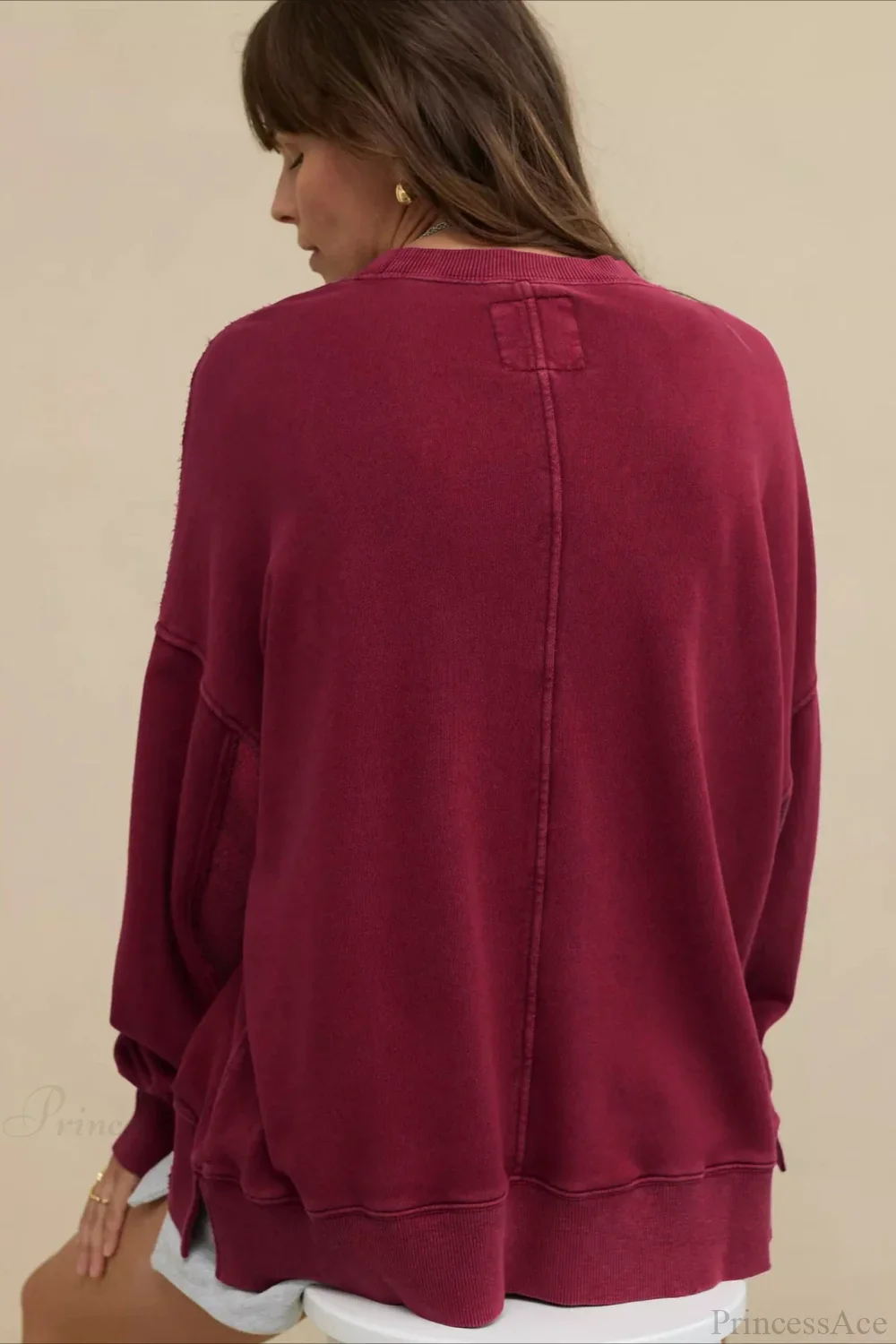 Crew Neck Solid Minimalist Relaxed Sweatshirt - Image 6