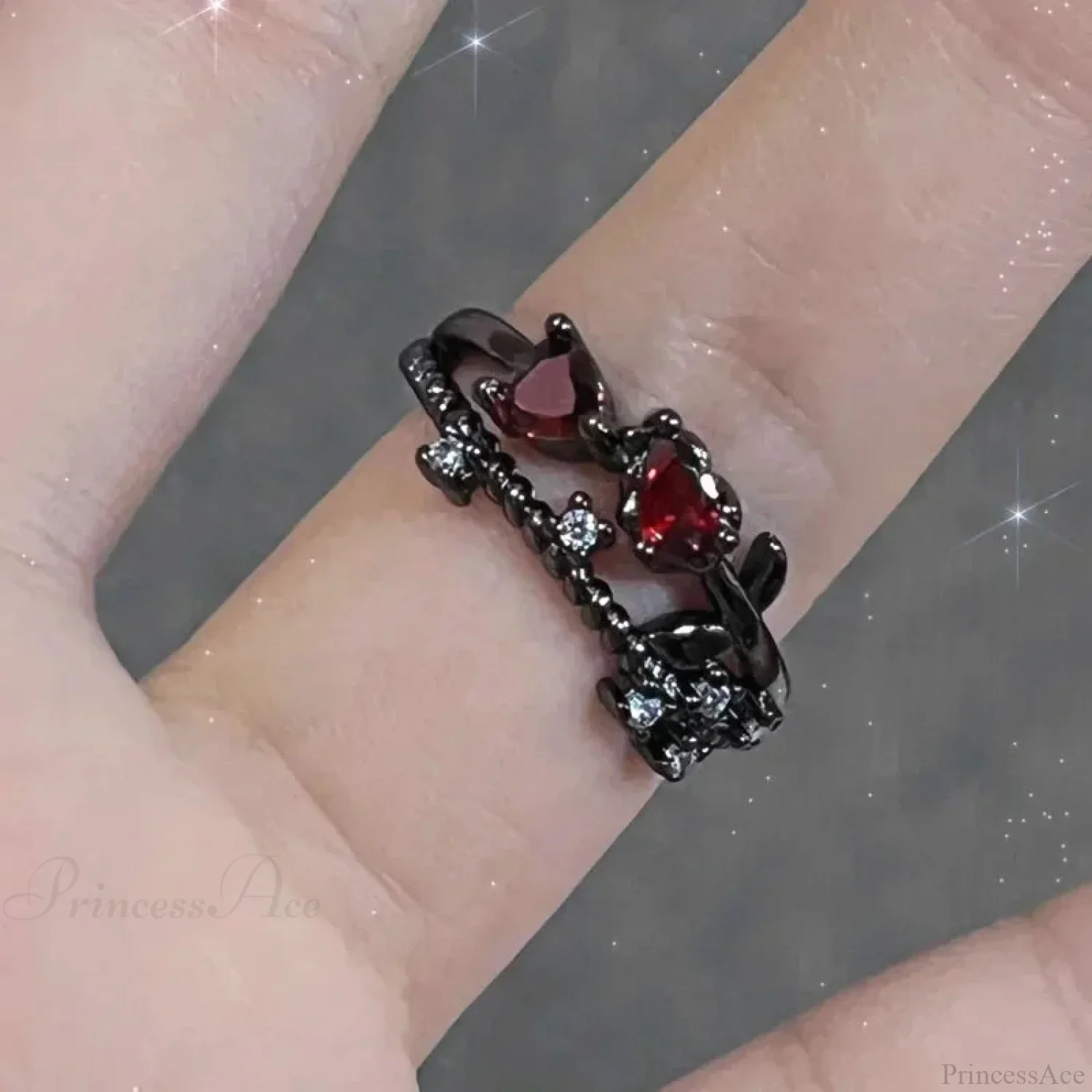 Crimson Crystal Affection Heart Gothic Band - Image 10