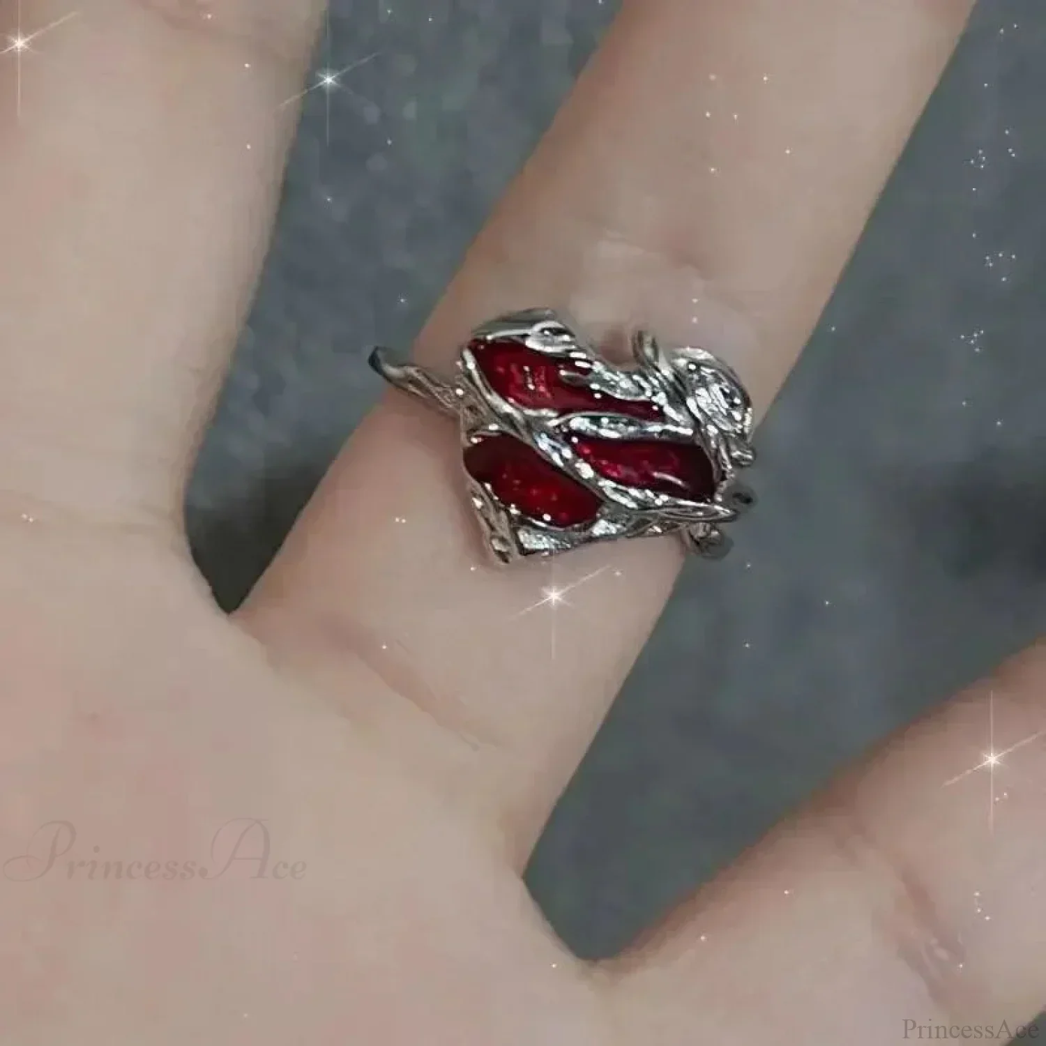 Crimson Crystal Affection Heart Gothic Band - Image 6