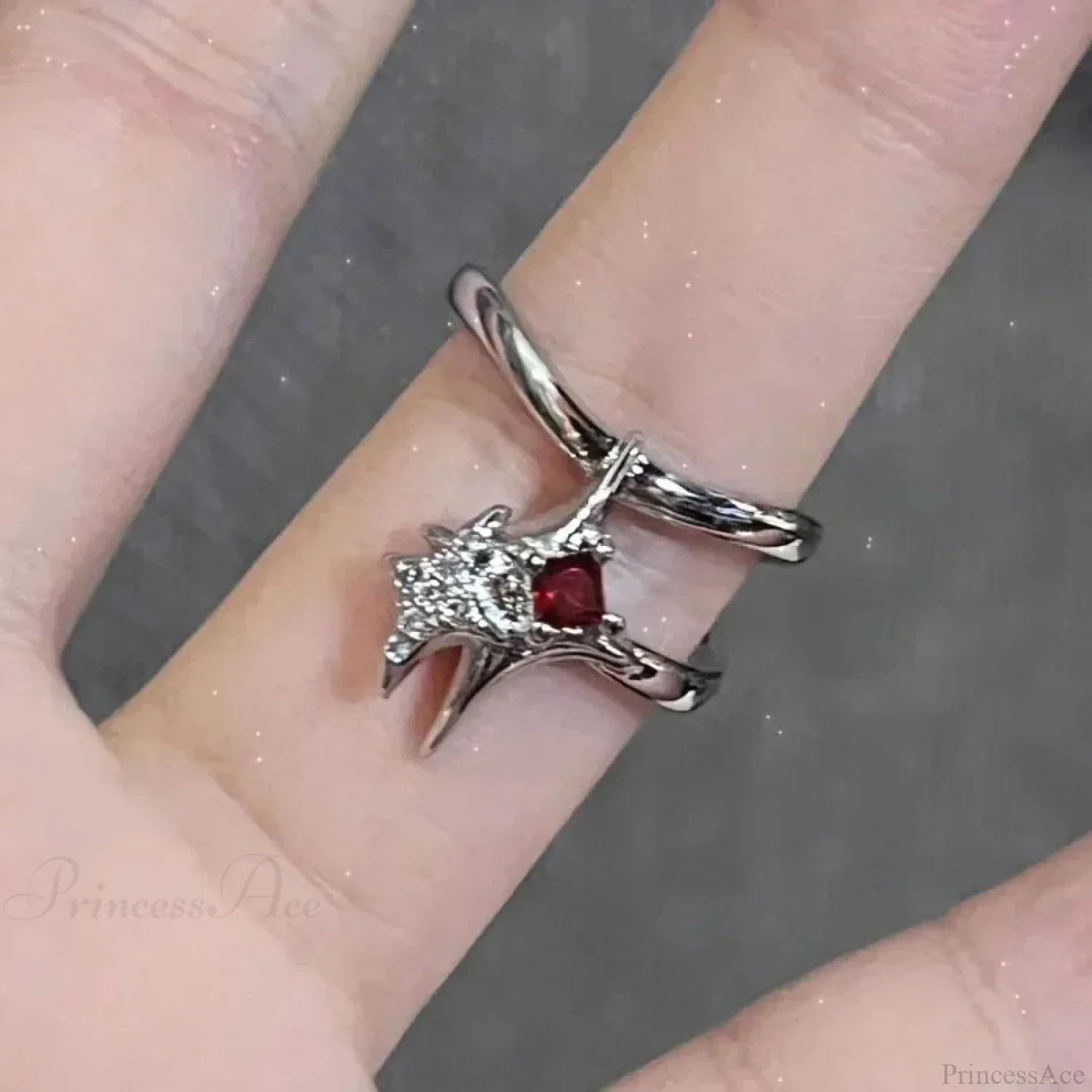Crimson Crystal Glass Medieval Arachnid Ring - Image 12