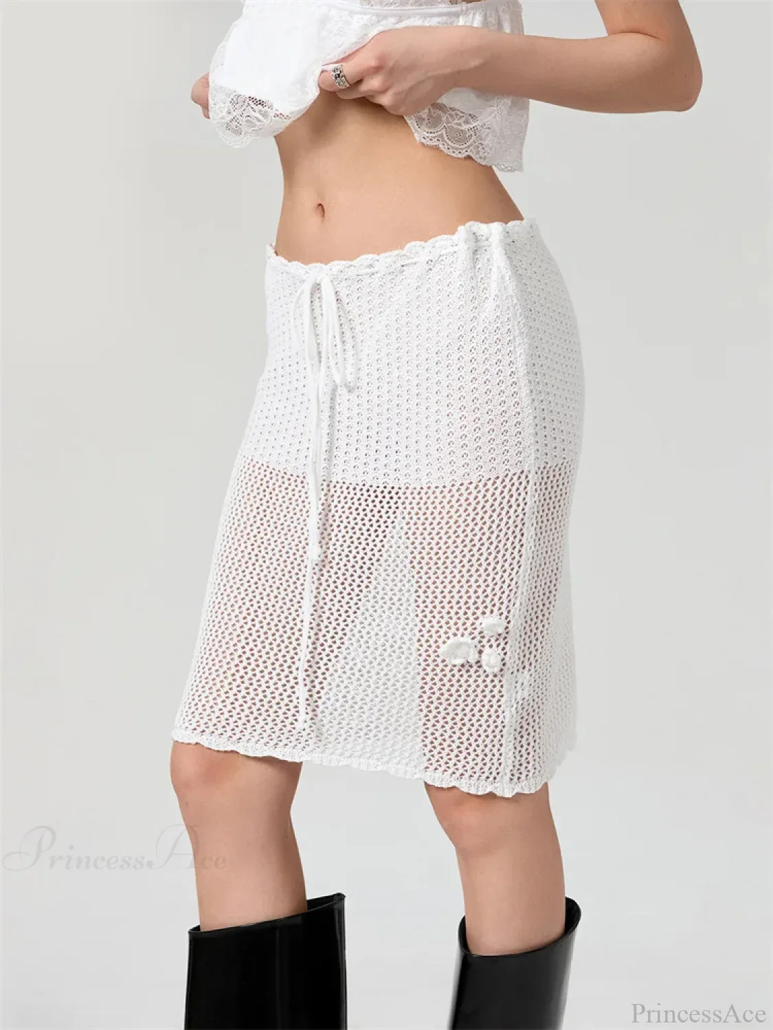 Crochet 3D Flower Patchwork Skirt - Image 3