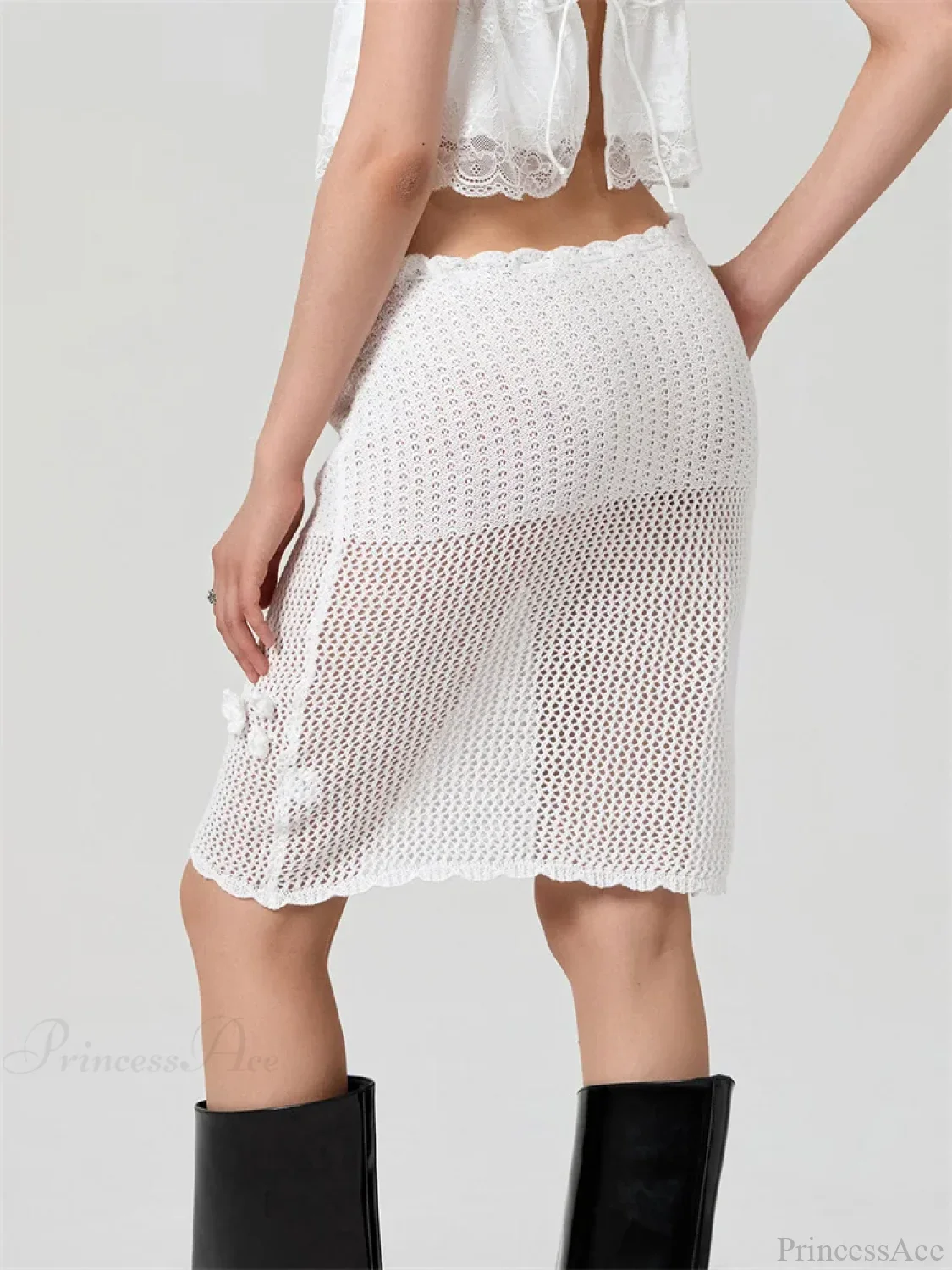 Crochet 3D Flower Patchwork Skirt - Image 5