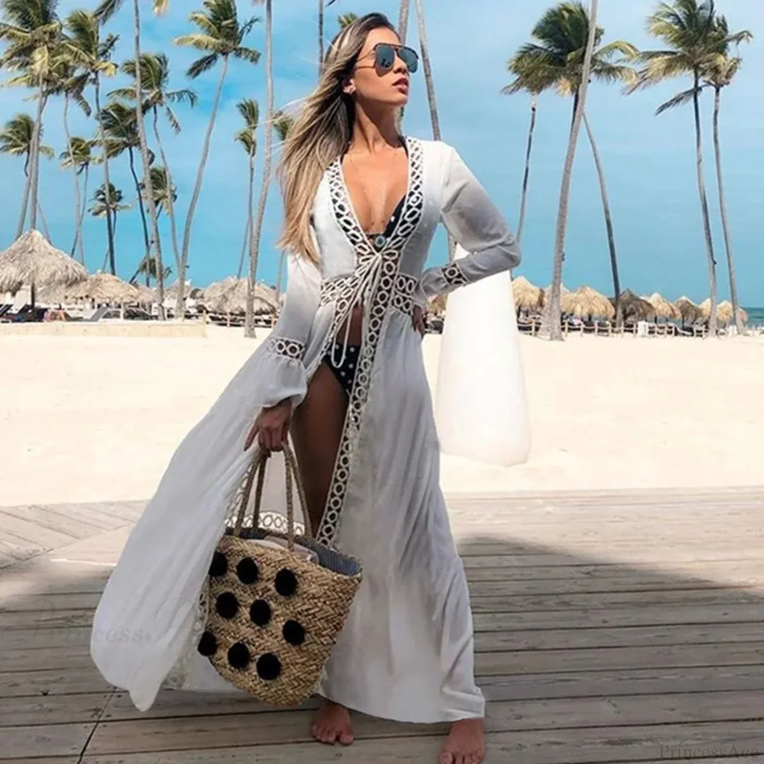 Crochet Kaftan Tunic Summer Beach Cover Up - Image 5