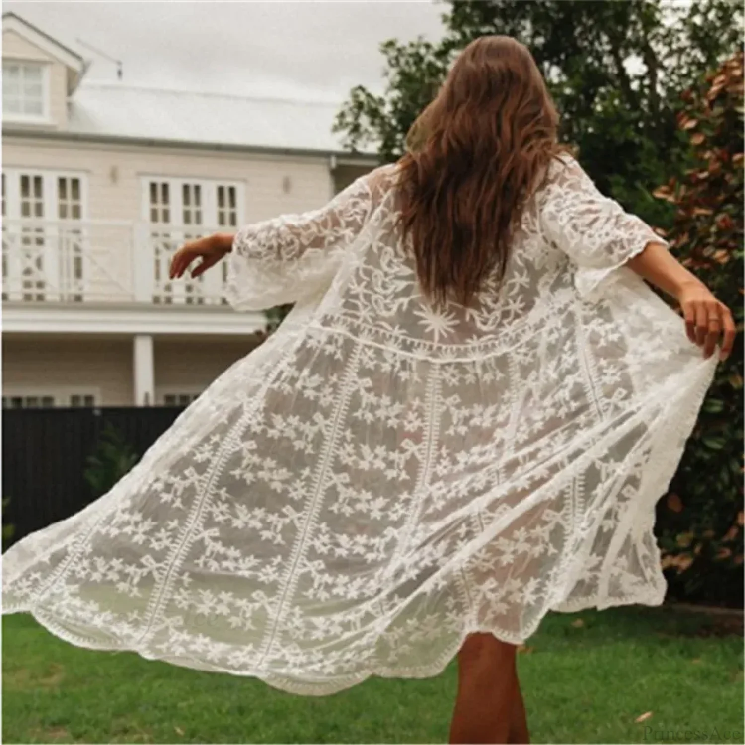 Crochet Kaftan Tunic Summer Beach Cover Up - Image 8