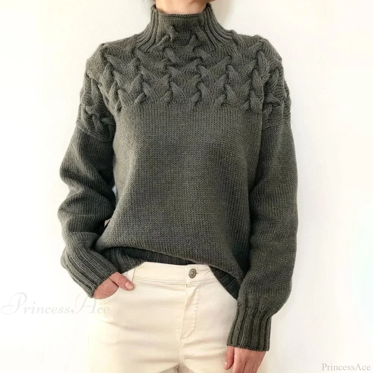 Crochet & Knitted Thick Pink Sweater - Image 2