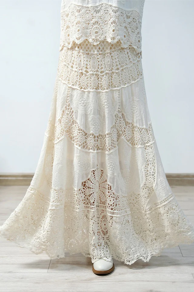 Crochet Lace A-Line Maxi Skirt - Image 3