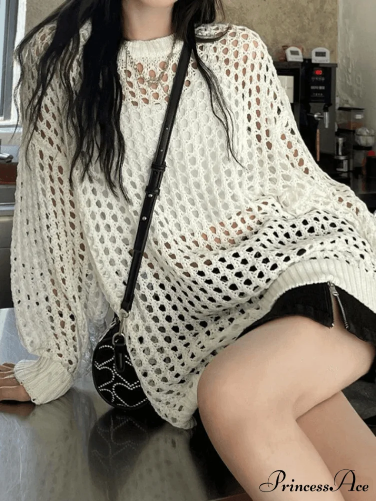 Crochet Long Sleeve Trendy Maxi Cover Up - Image 6