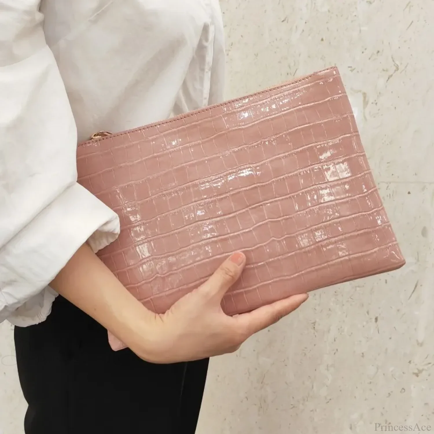 Crocodile Pattern Large Evening Wristlet - Image 2