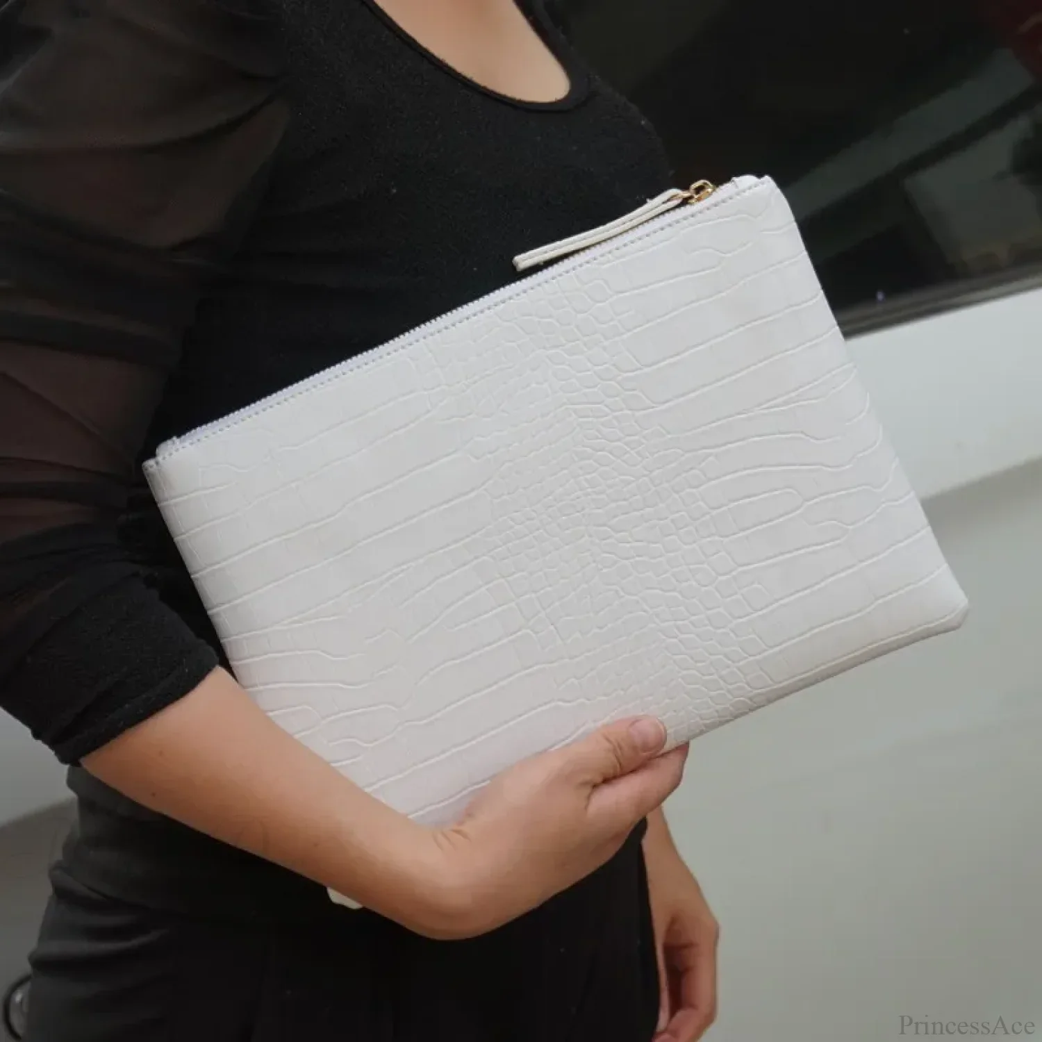 Crocodile Pattern Large Evening Wristlet - Image 4