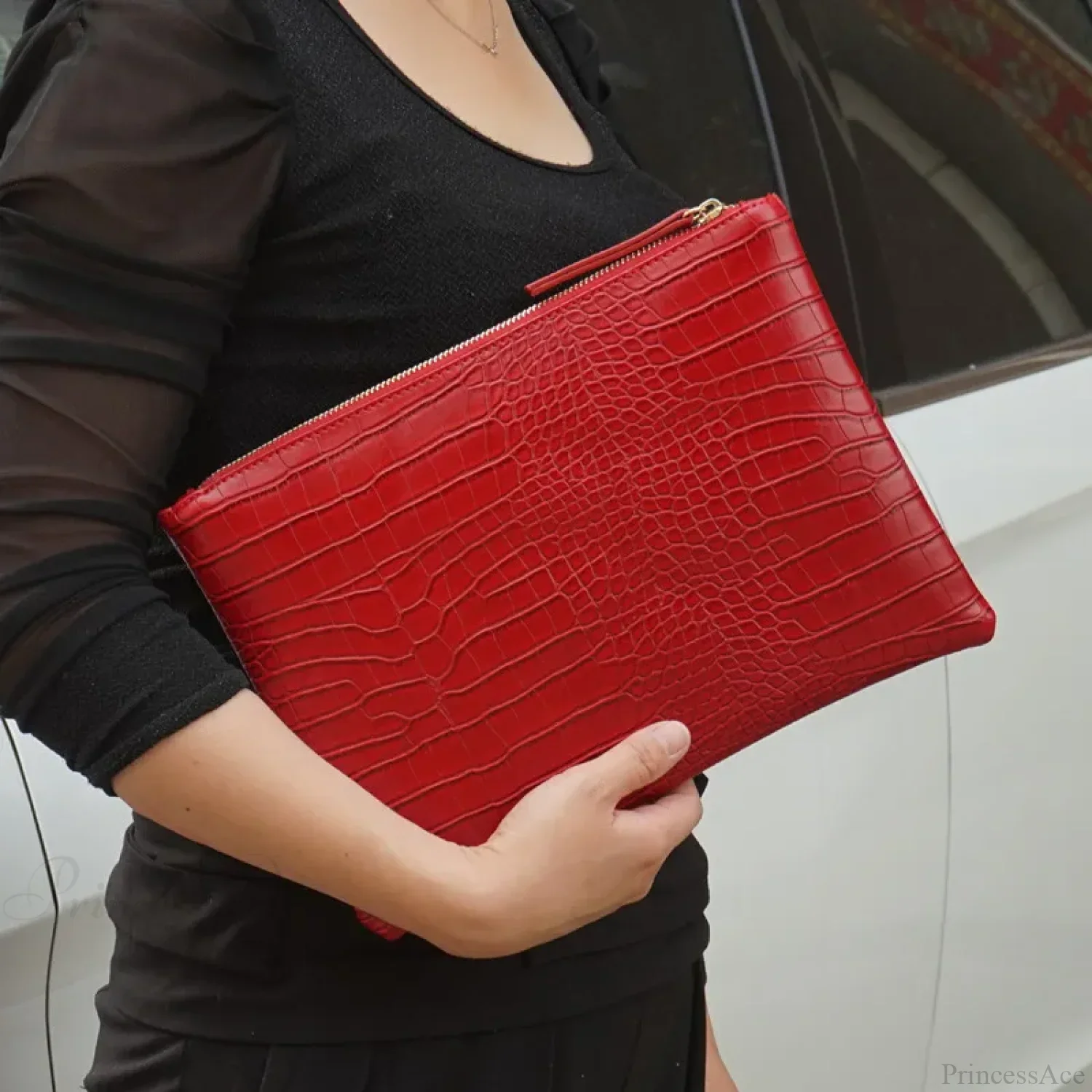 Crocodile Pattern Large Evening Wristlet - Image 8