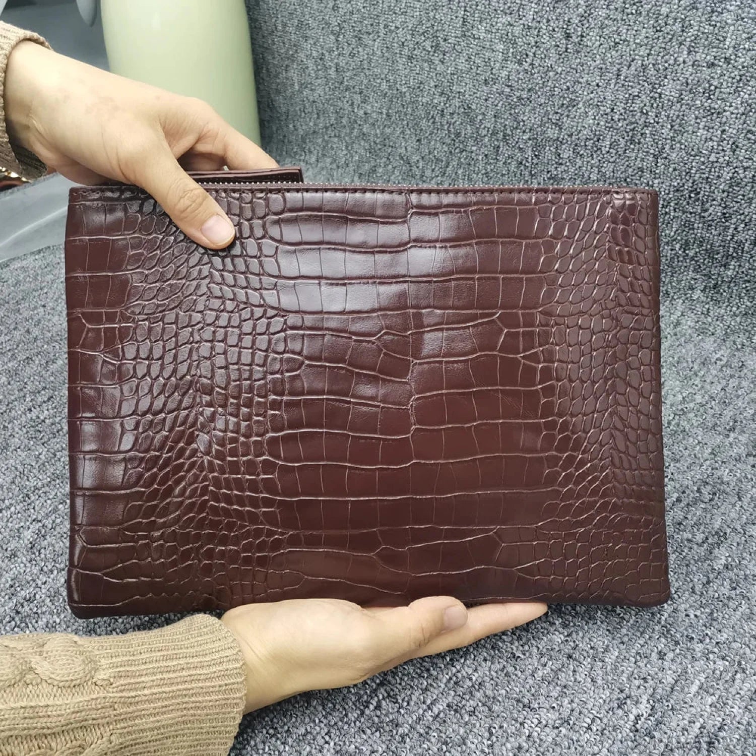 Crocodile Pattern Large Evening Wristlet - Image 9