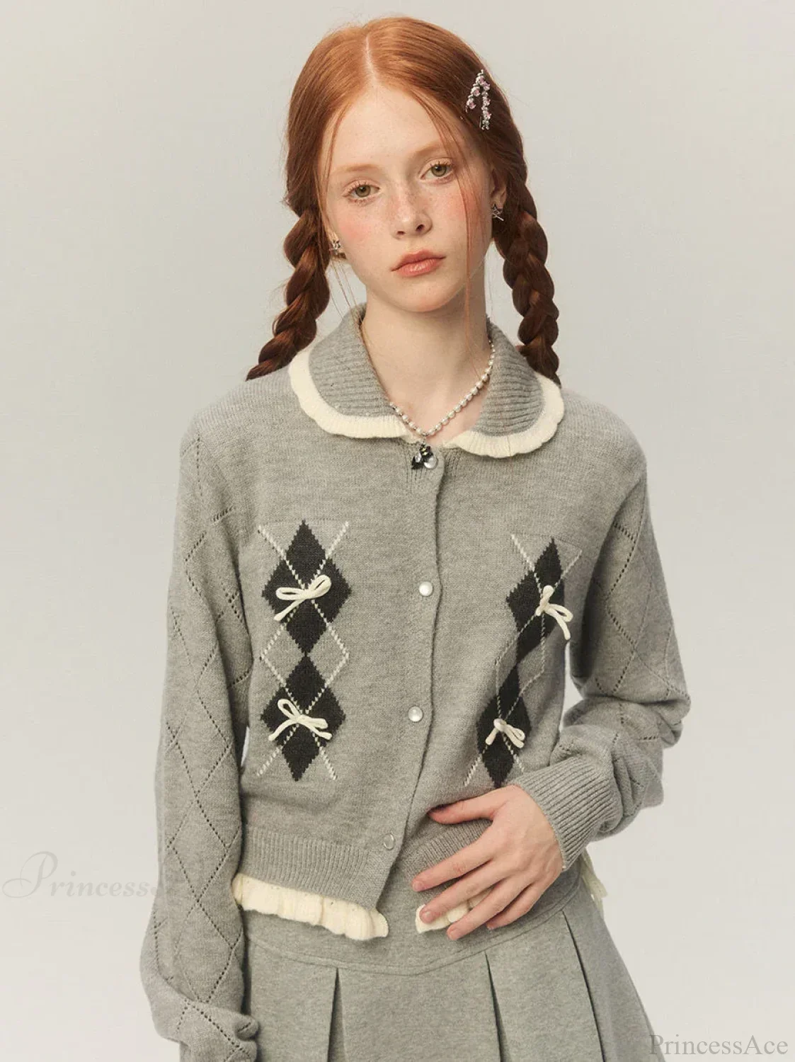 Cropped Bow Aesthetic Cardigan - Image 2