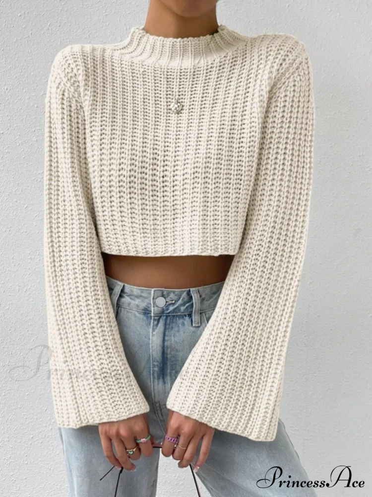 Cropped Long Neck Mock Arm Sweater - Image 5