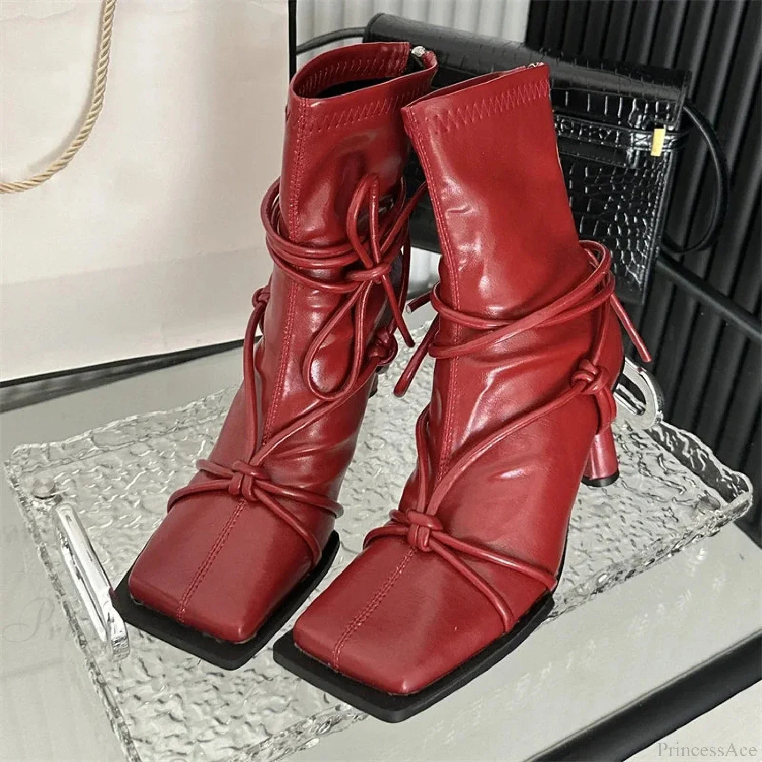 Cross-Band Square Toe Rebel Ankle Boot - Image 2