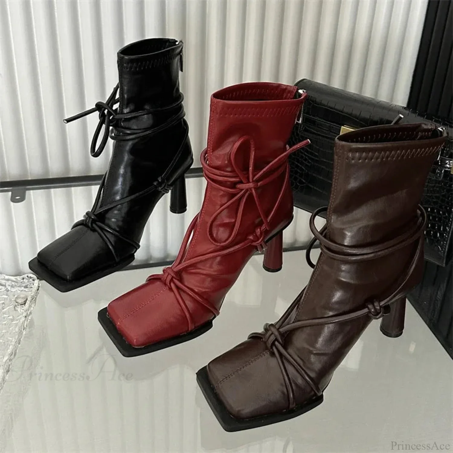 Cross-Band Square Toe Rebel Ankle Boot - Image 4