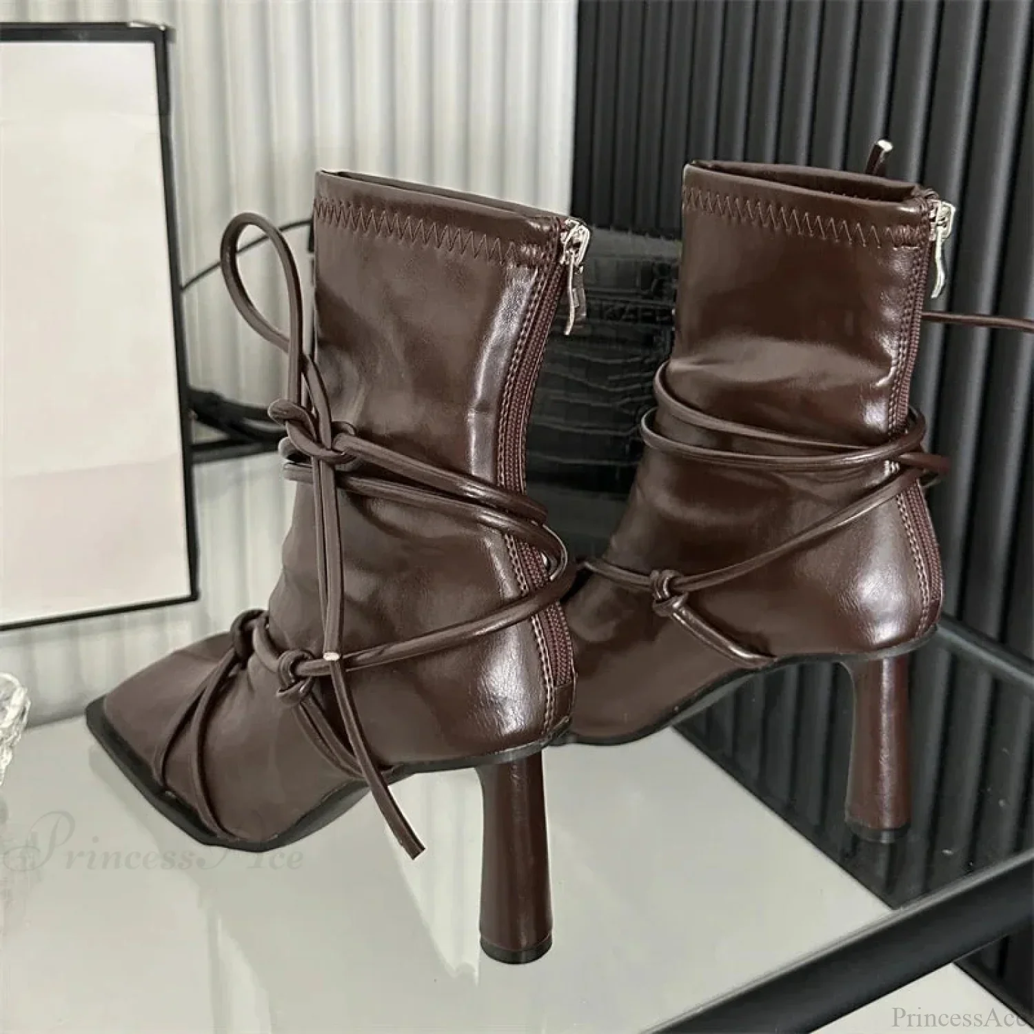 Cross-Band Square Toe Rebel Ankle Boot - Image 5