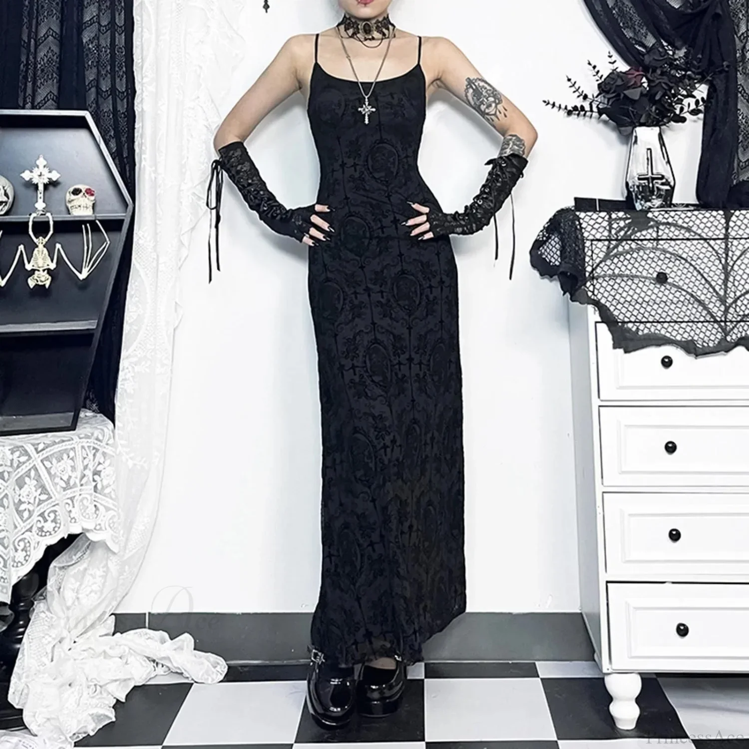 Cross Grouping Net Celebration Maxi Dress - Image 3
