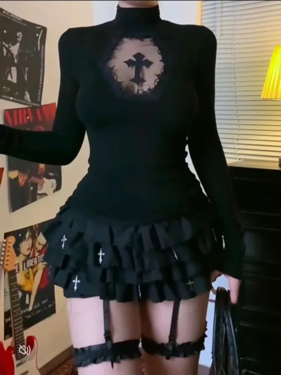Cross High-neck Knit Top - Image 2