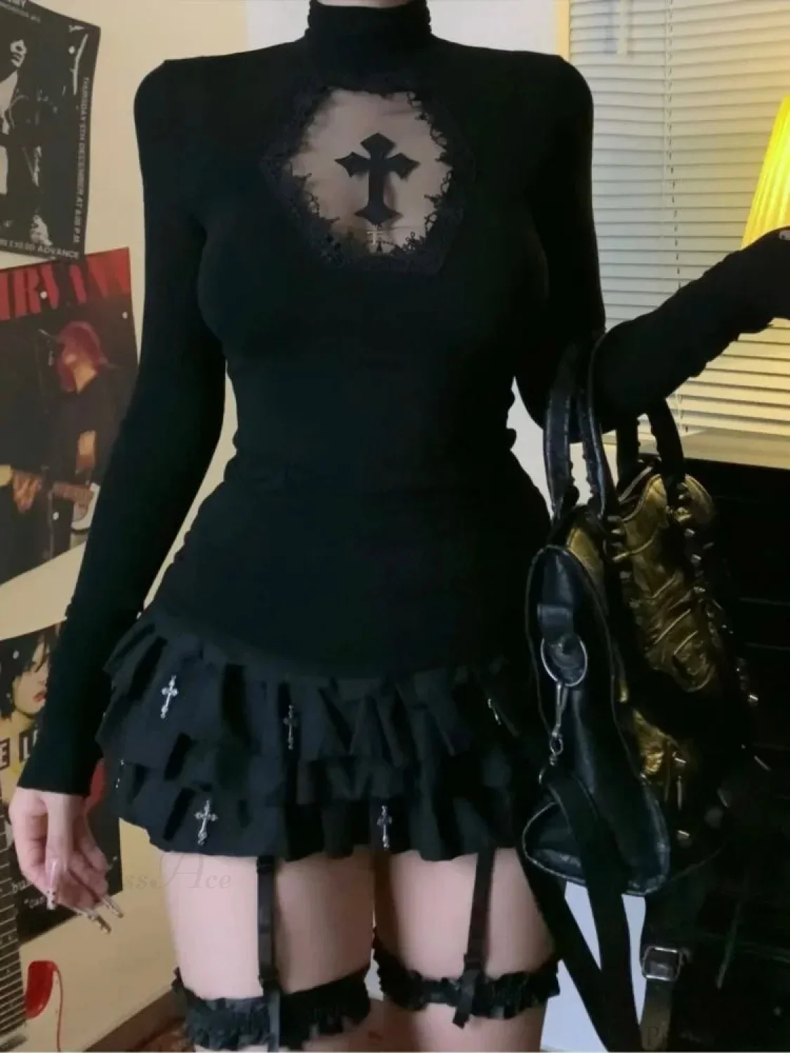 Cross High-neck Knit Top - Image 3