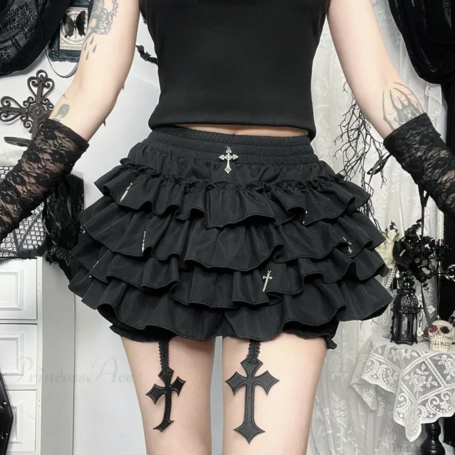 Cross Pendant Culottes Aesthetic Skirt - Image 2