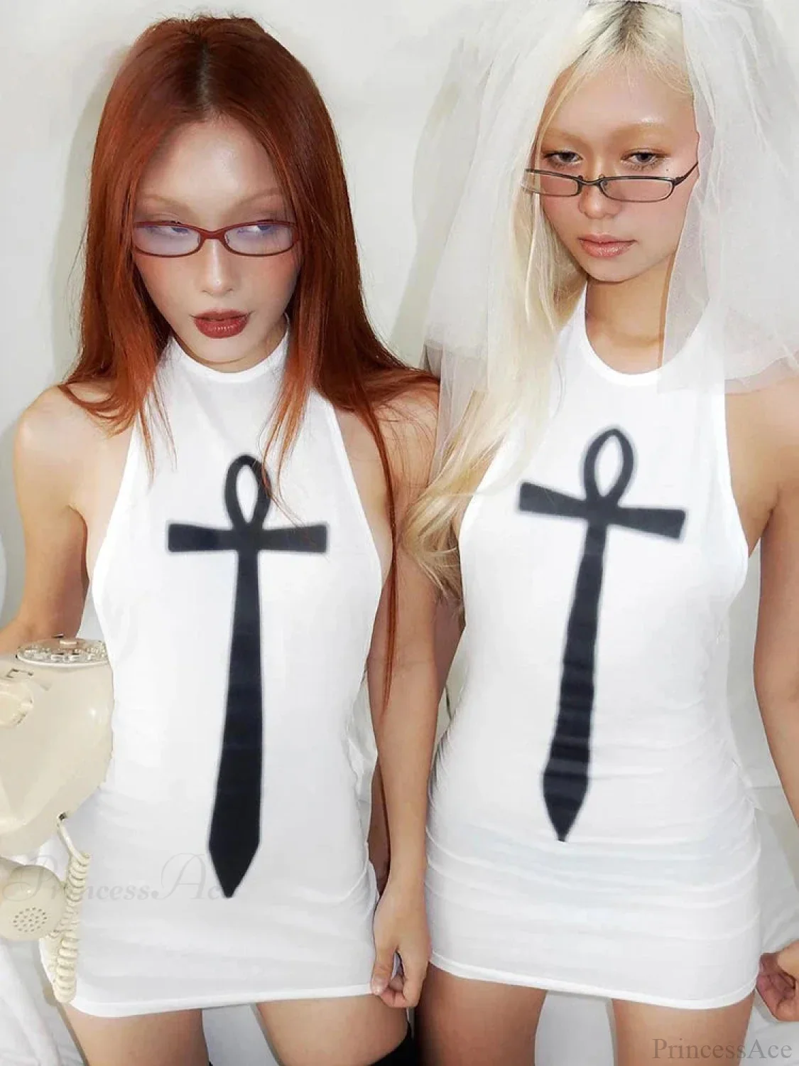 Cross Print Halter Mini Dress - Image 3