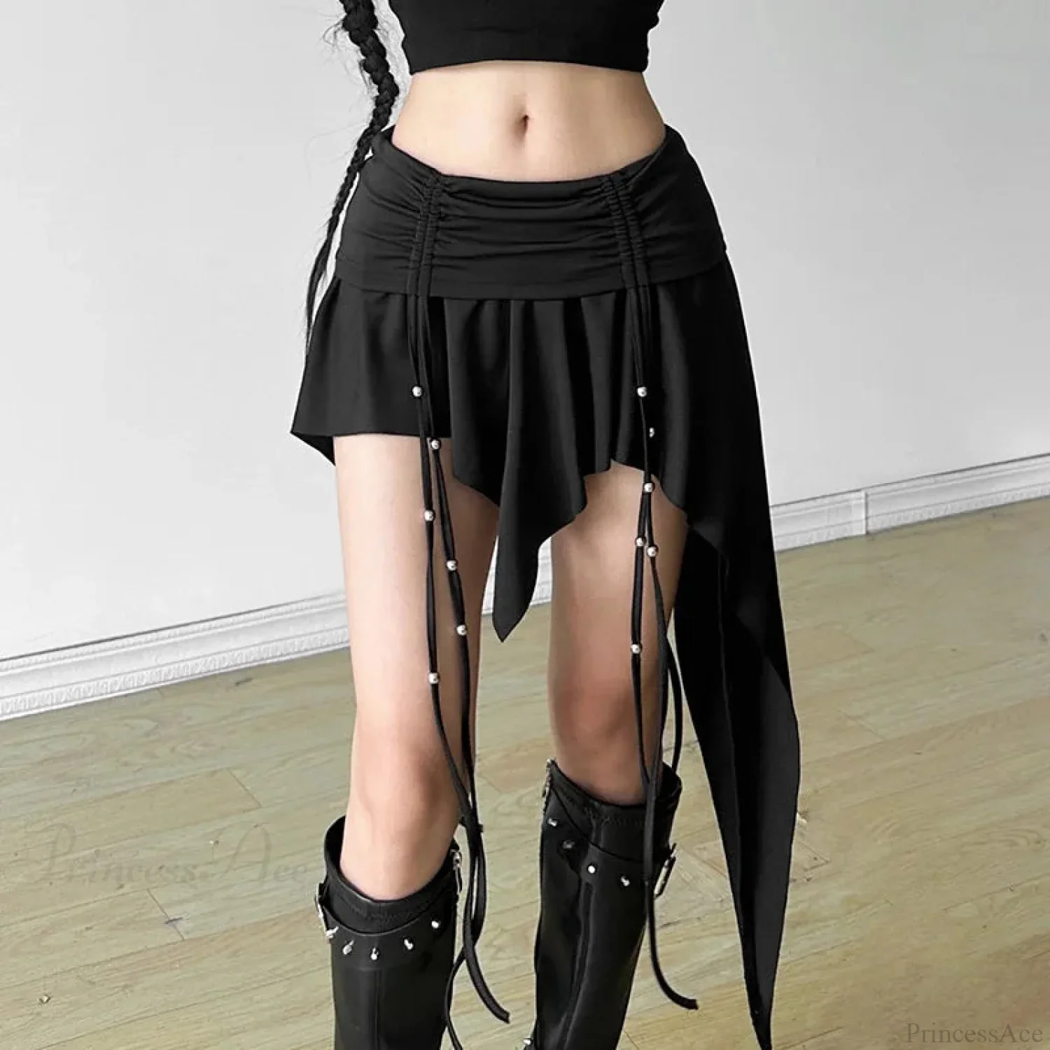 Cross Stitched Denim Skirt - Image 2