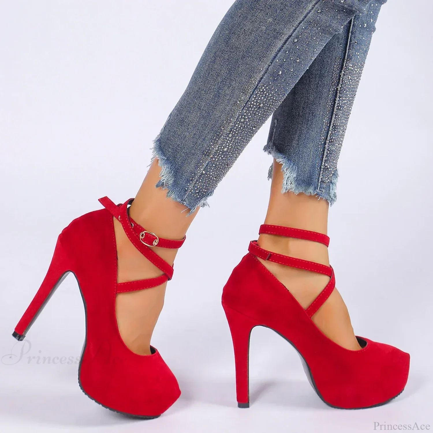 Cross-Tied Ankle Strap Wedding Platform Dress High Heels Zapatos De Mujer High Heel - Image 3