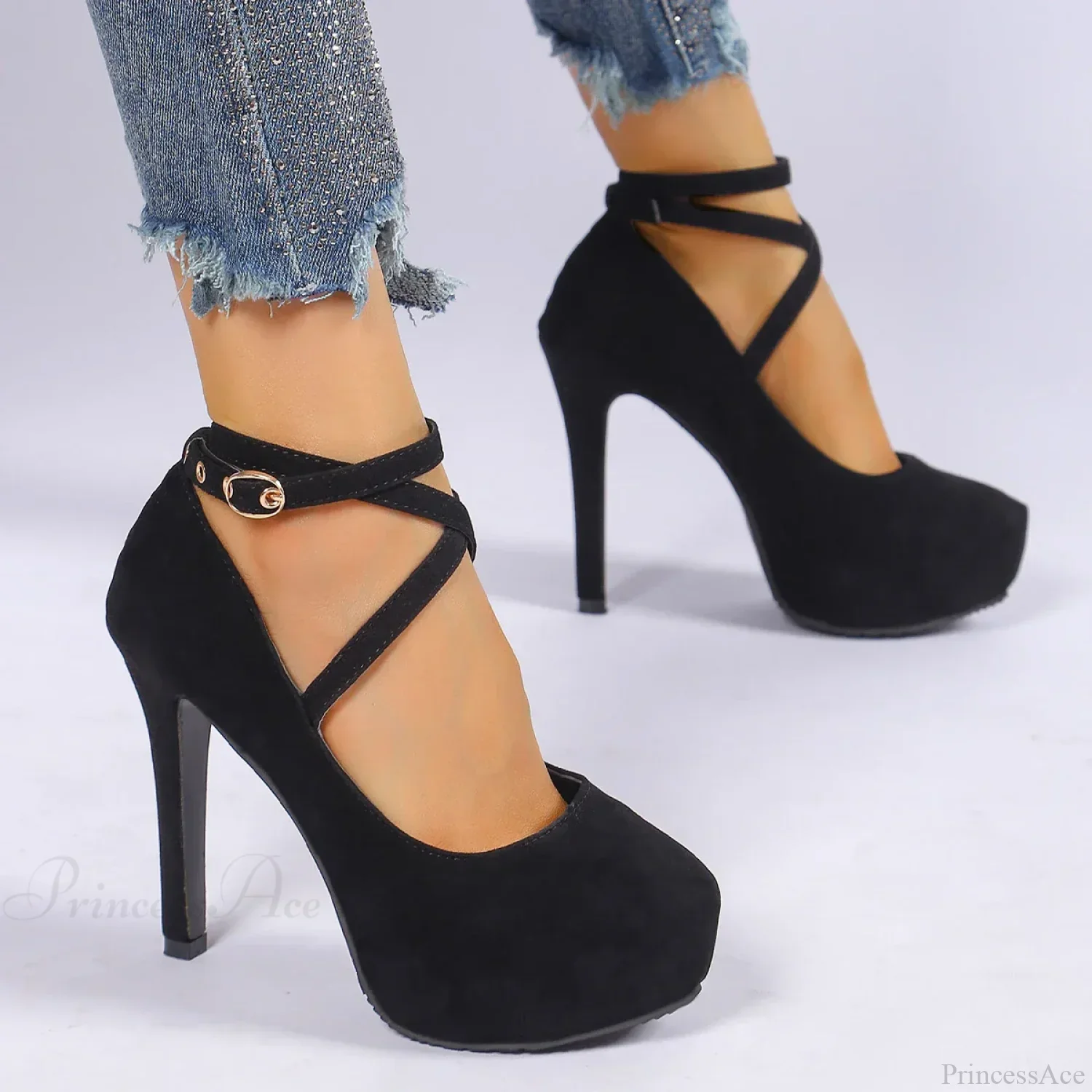 Cross-Tied Ankle Strap Wedding Platform Dress High Heels Zapatos De Mujer High Heel - Image 6