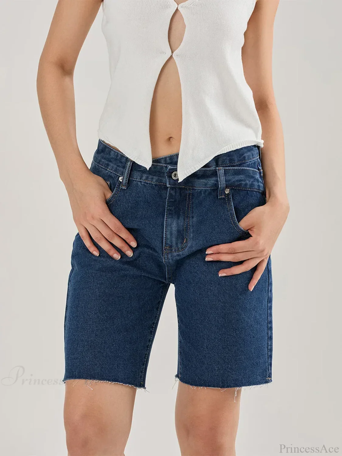 Crossover Asymmetrical Denim Short - Image 4