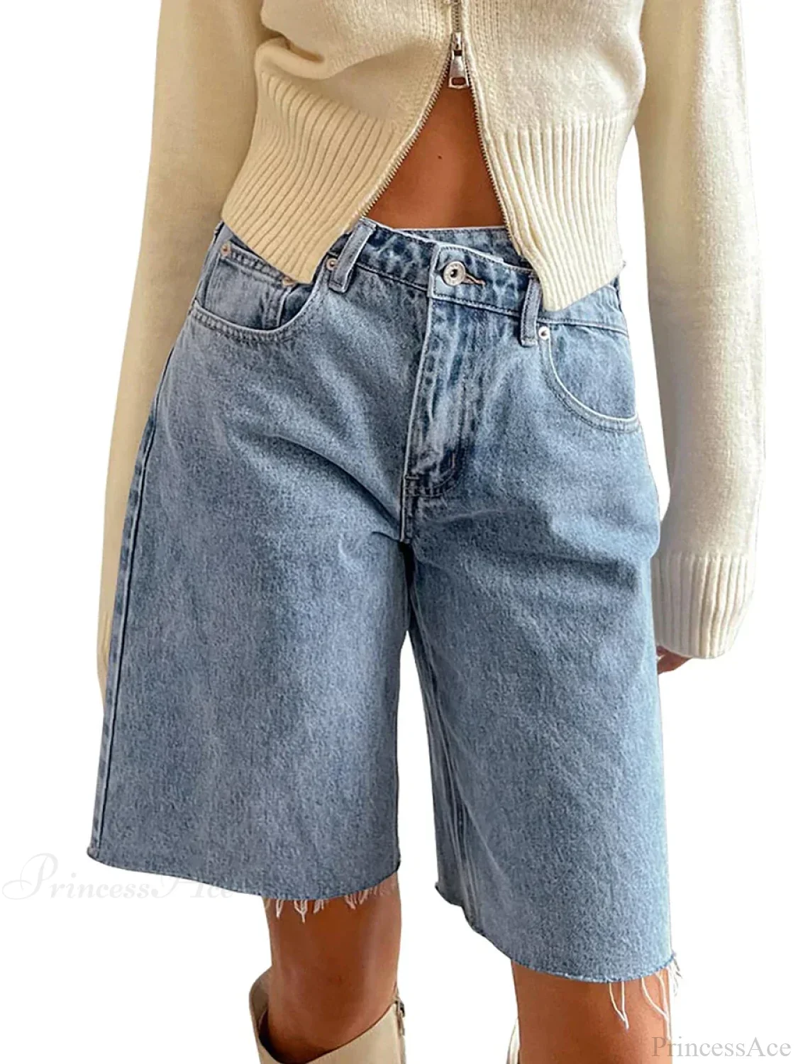Crossover Asymmetrical Denim Short - Image 7