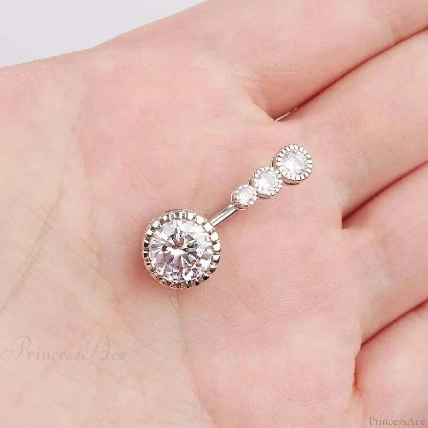 Crystal Heart Gothic Surgical Belly Ring - Image 2