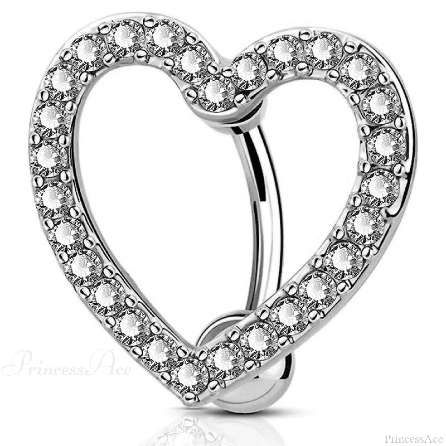 Crystal Heart Pink Gothic Belly Ring - Image 4