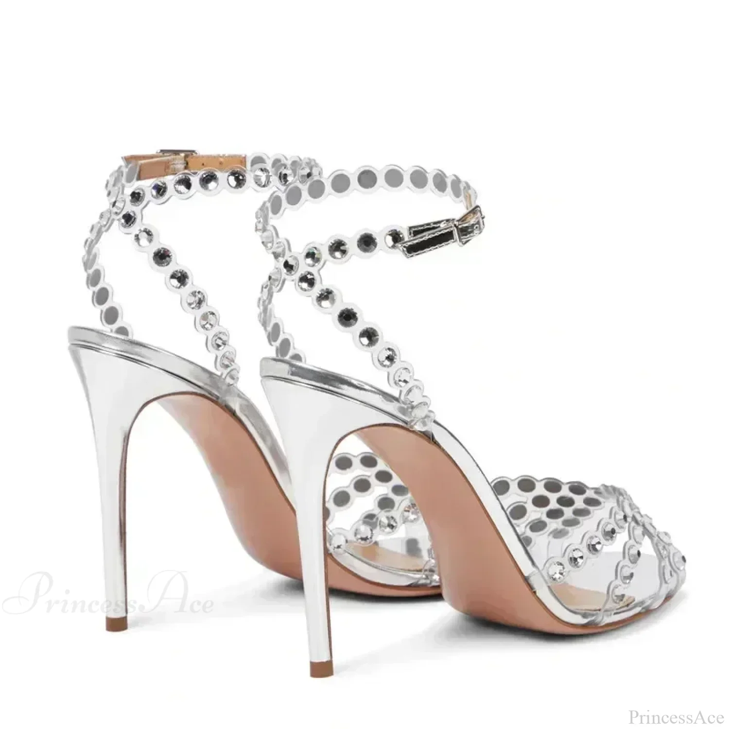Crystal Luxury Designer Thin Transparent Sexy Summer Rhinestone Fish Mouth High Heel - Image 3